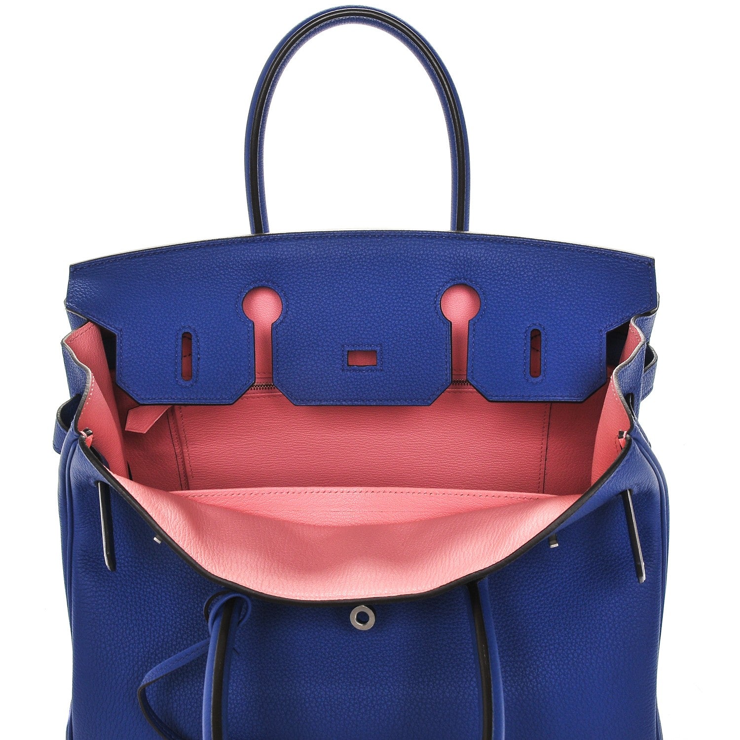 Hermes Togo Horseshoe Birkin 30 Bleu Electrique Rose Lipstick 25 of 29