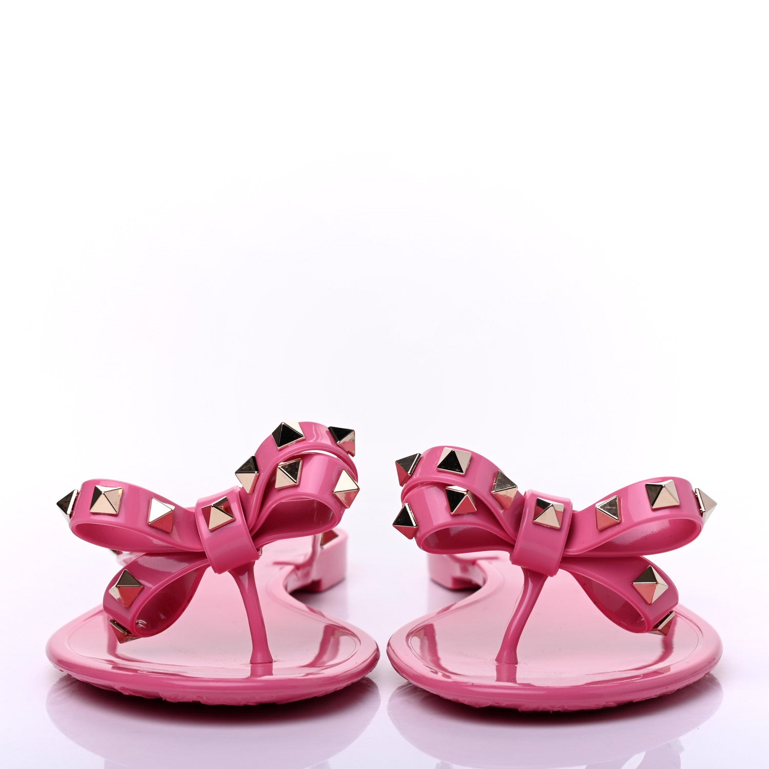 Valentino Garavani PVC Jelly Rockstud Bow Thong Sandals 38 Pink 2 of 9