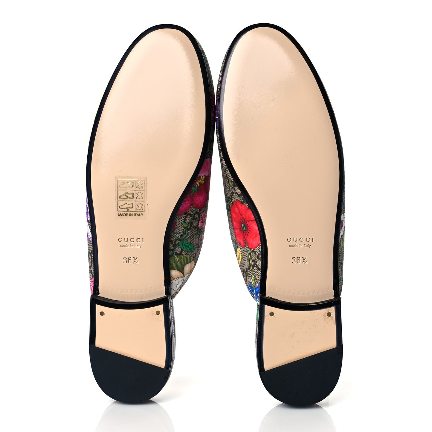 GG Supreme Monogram Flora Womens Princetown Slippers 36.5 Beige Ebony Multicolor Rosso