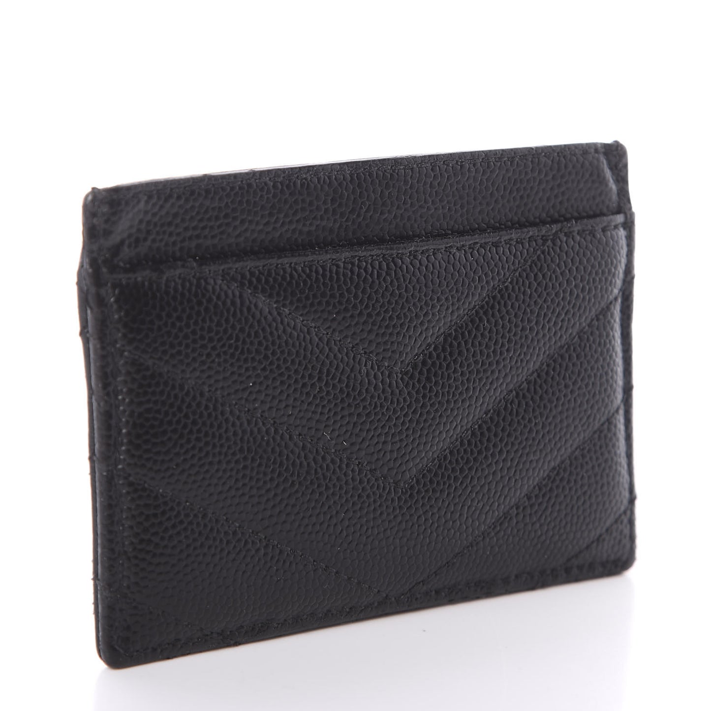 Grain De Poudre Matelasse Chevron Monogram Credit Card Case Black
