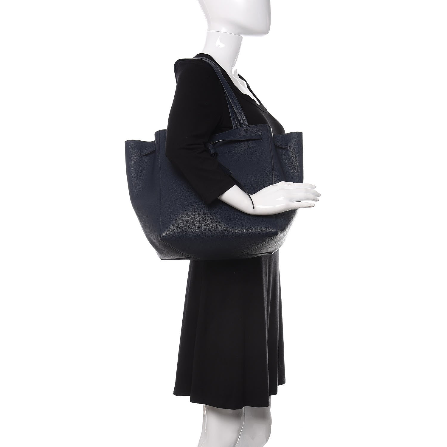 Celine Soft Grained Calfskin Small Belt Cabas Phantom Navy Blue 2 of 9