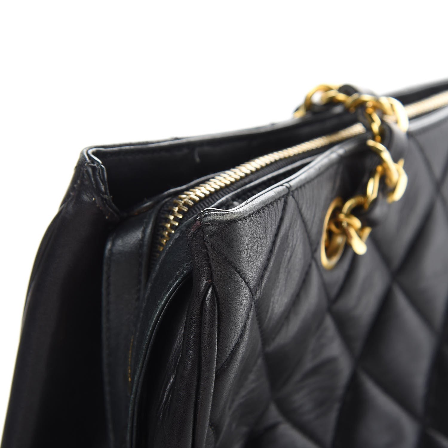Chanel Lambskin Quilted Shopping Tote Black 16 of 18