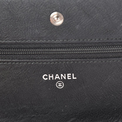 Chanel Crumpled Calfskin Quilted Wallet On Chain WOC So Black 6 of 10