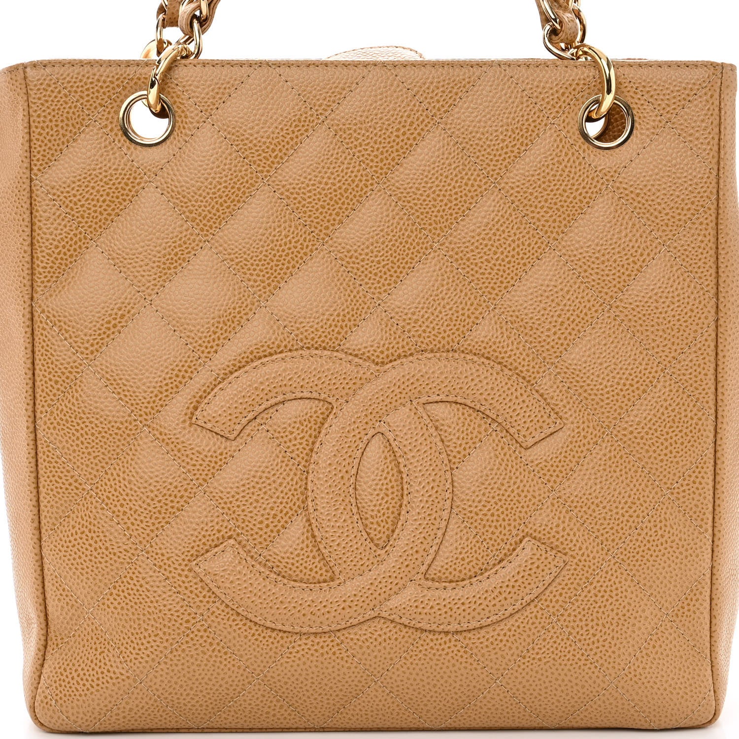 Chanel Caviar Quilted Petit Shopping Tote PST Dark Beige 6 of 8
