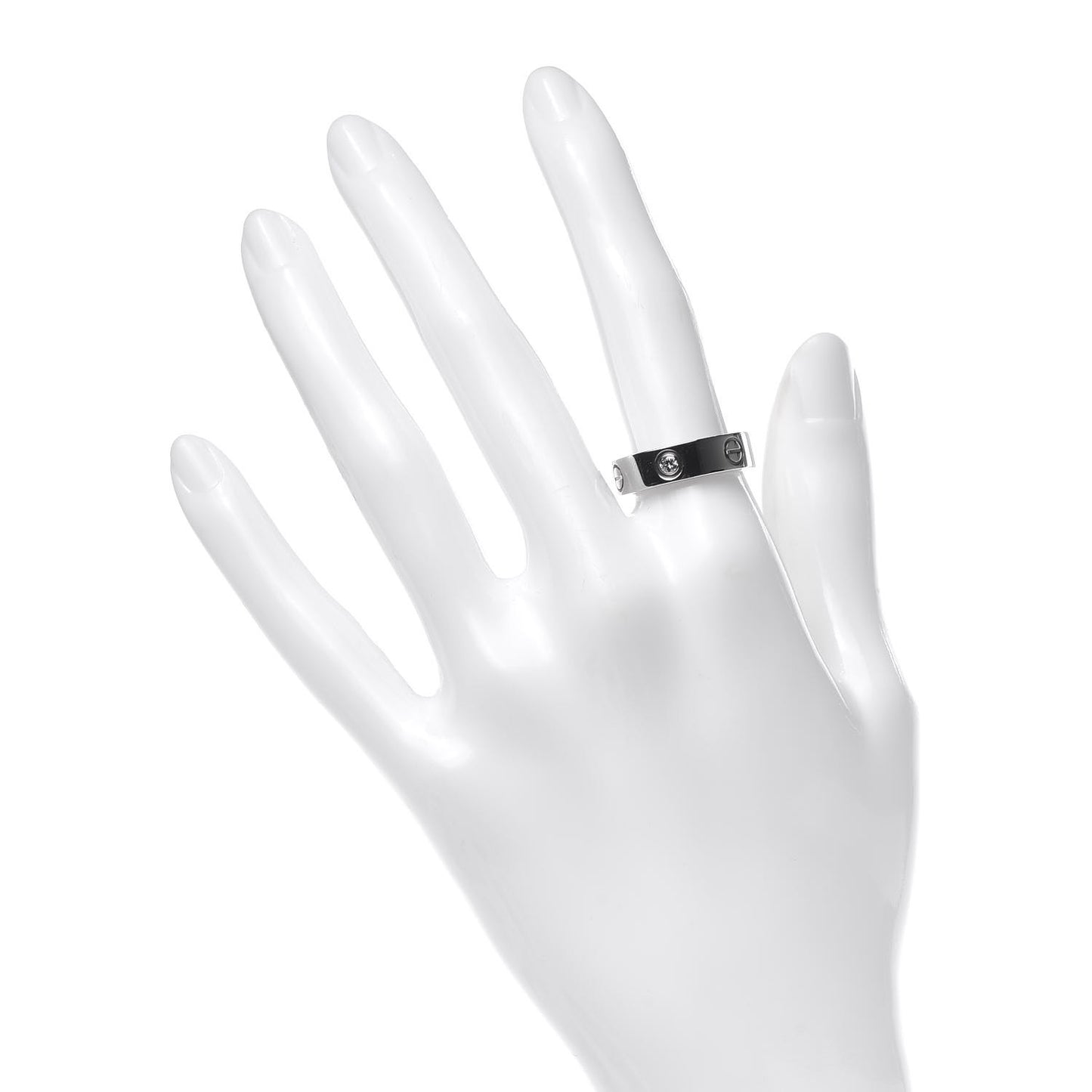 18K White Gold 3 Diamond 5.5mm LOVE Ring 53 6.5