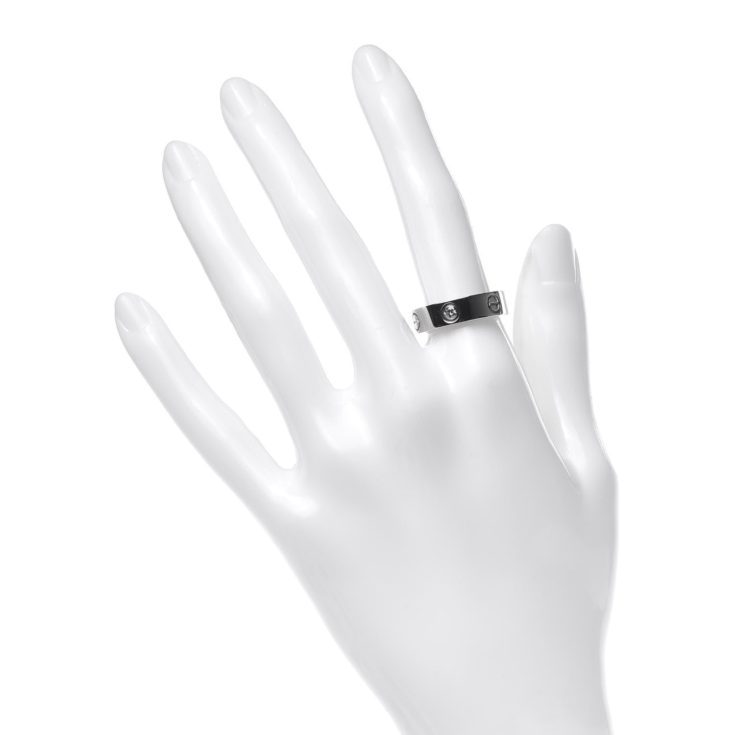 Cartier 18K White Gold 3 Diamond 5.5mm LOVE Ring 53 6.5 2 of 4