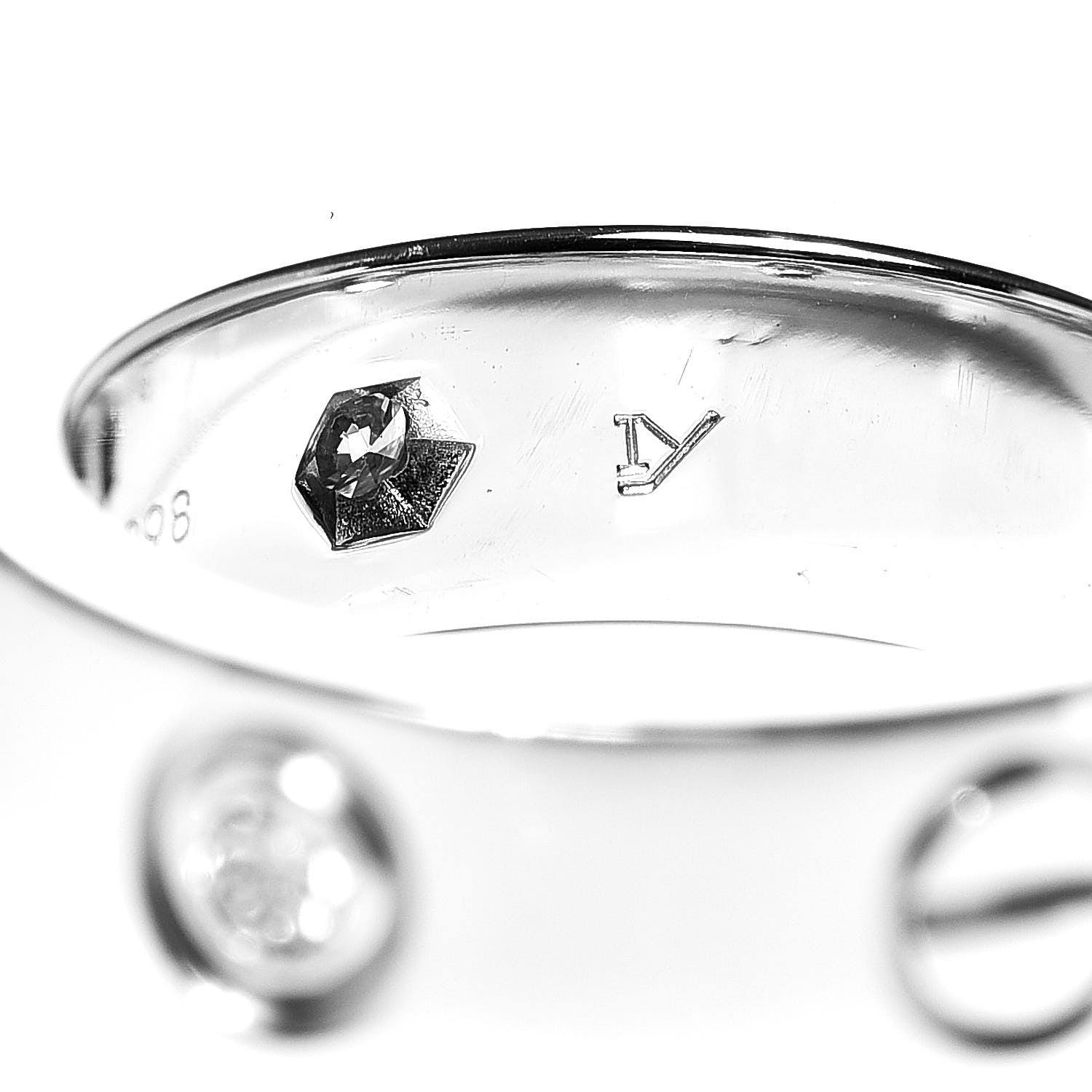 Cartier 18K White Gold 3 Diamond 5.5mm LOVE Ring 47 4 5 of 6