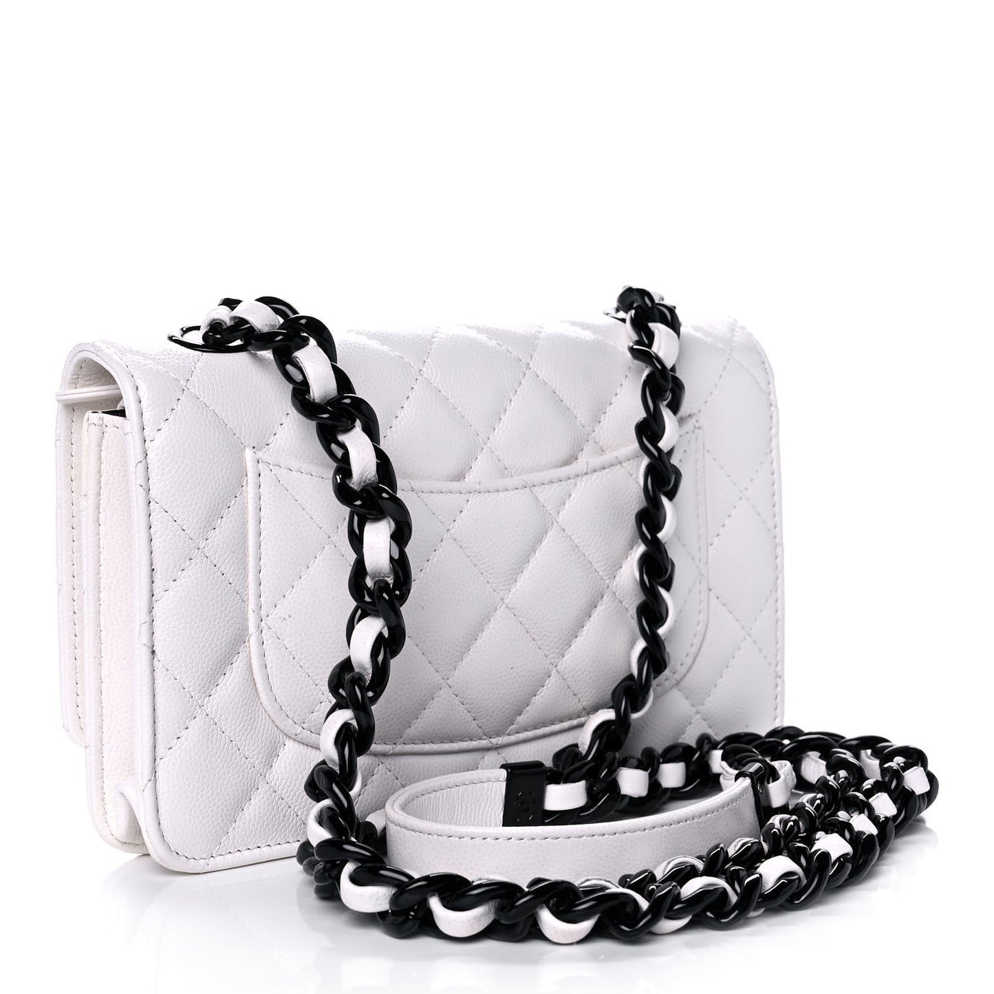 Caviar Quilted My Everything Wallet On Chain WOC White