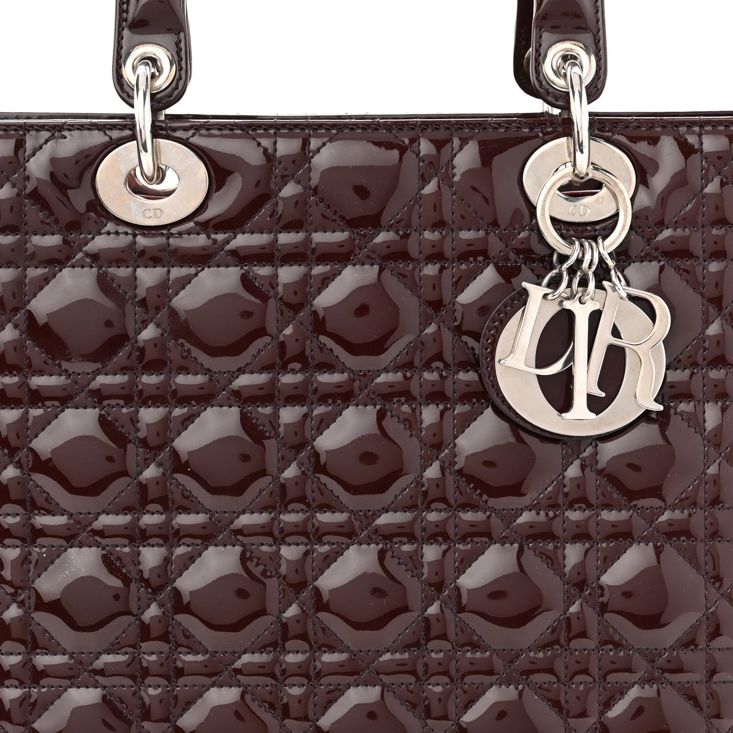 Christian Dior Patent Cannage Large Lady Dior Burgundy 6 of 10