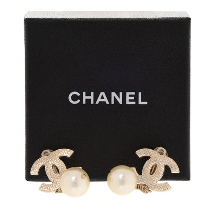 Chanel Pearl CC Drop Clip On Earrings Gold 5 of 5