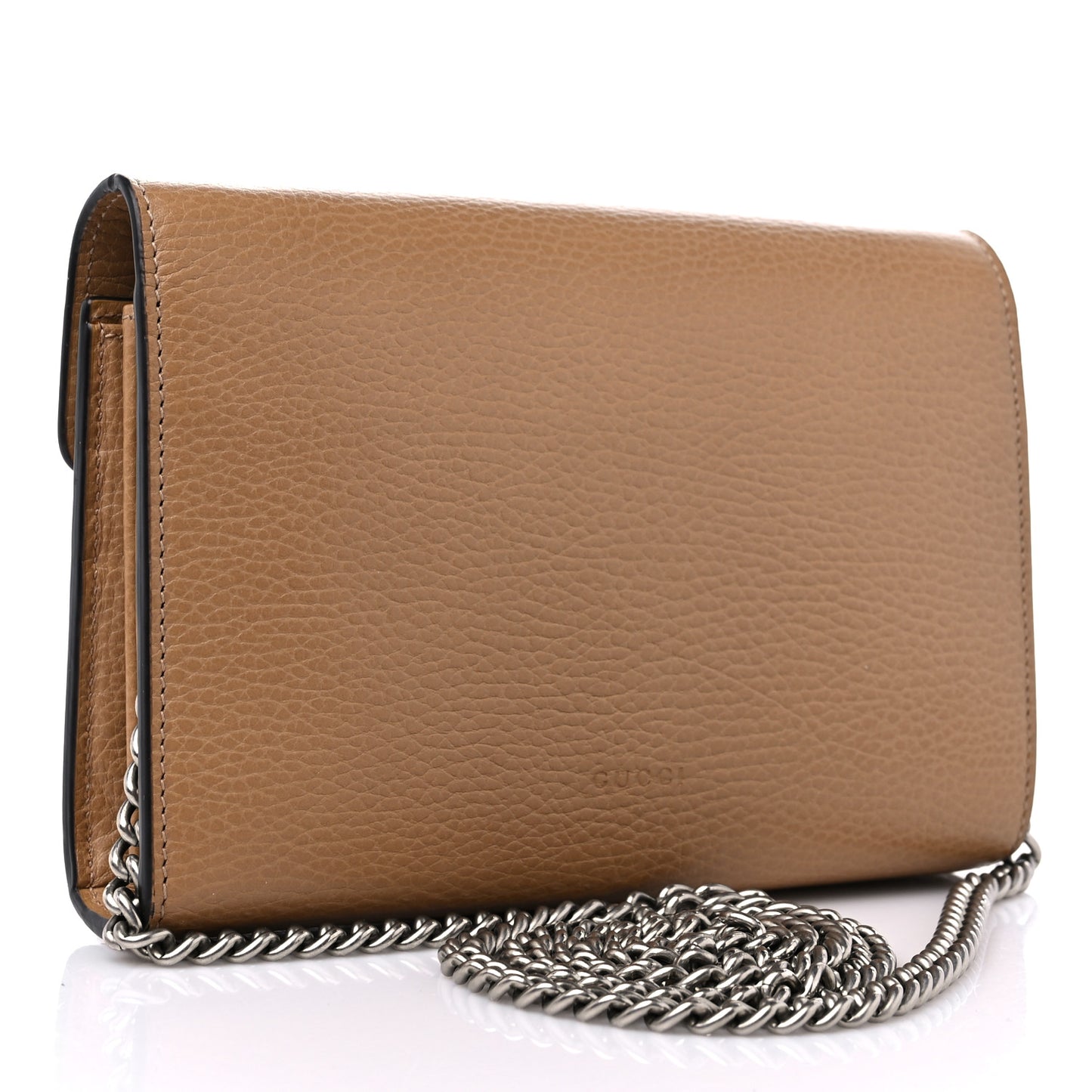 Dollar Calfskin Crystal Mini Dionysus Chain Wallet Natural Tan Black Diamond
