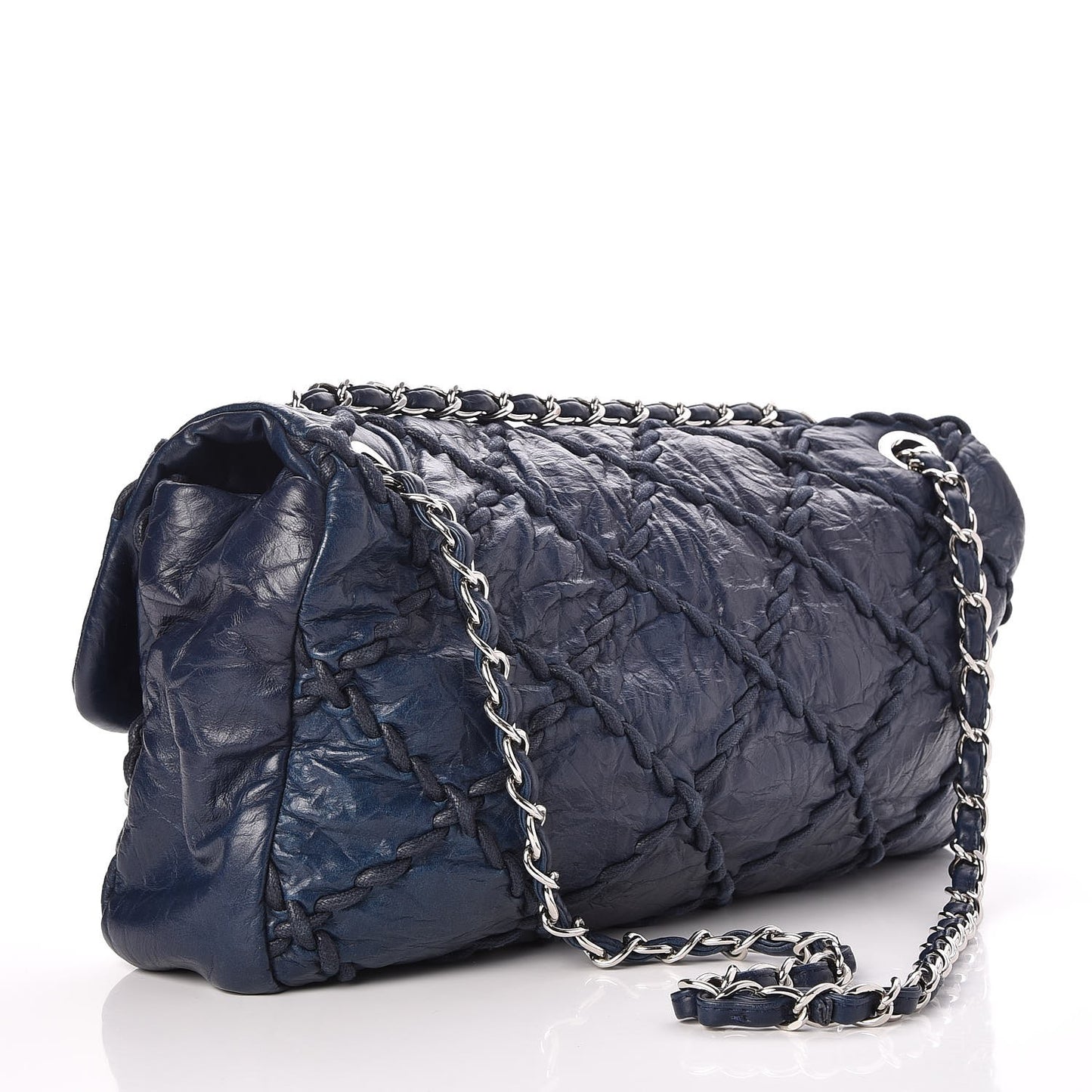 Calfskin Ultra Stitch Oversize Flap Navy