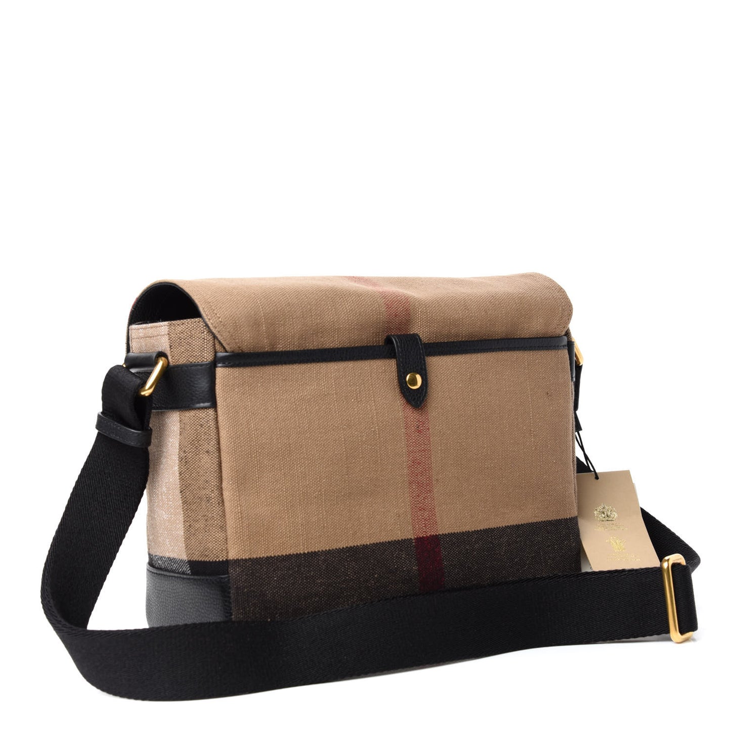 Canvas Mega Check Large Baildon Messenger Bag Black