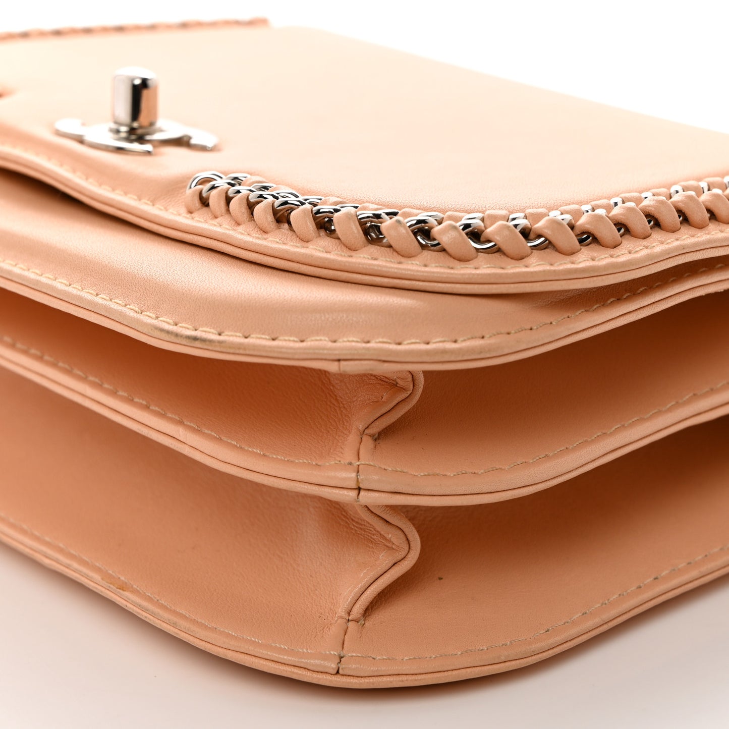 Calfskin Medium Braided Chic Flap Beige