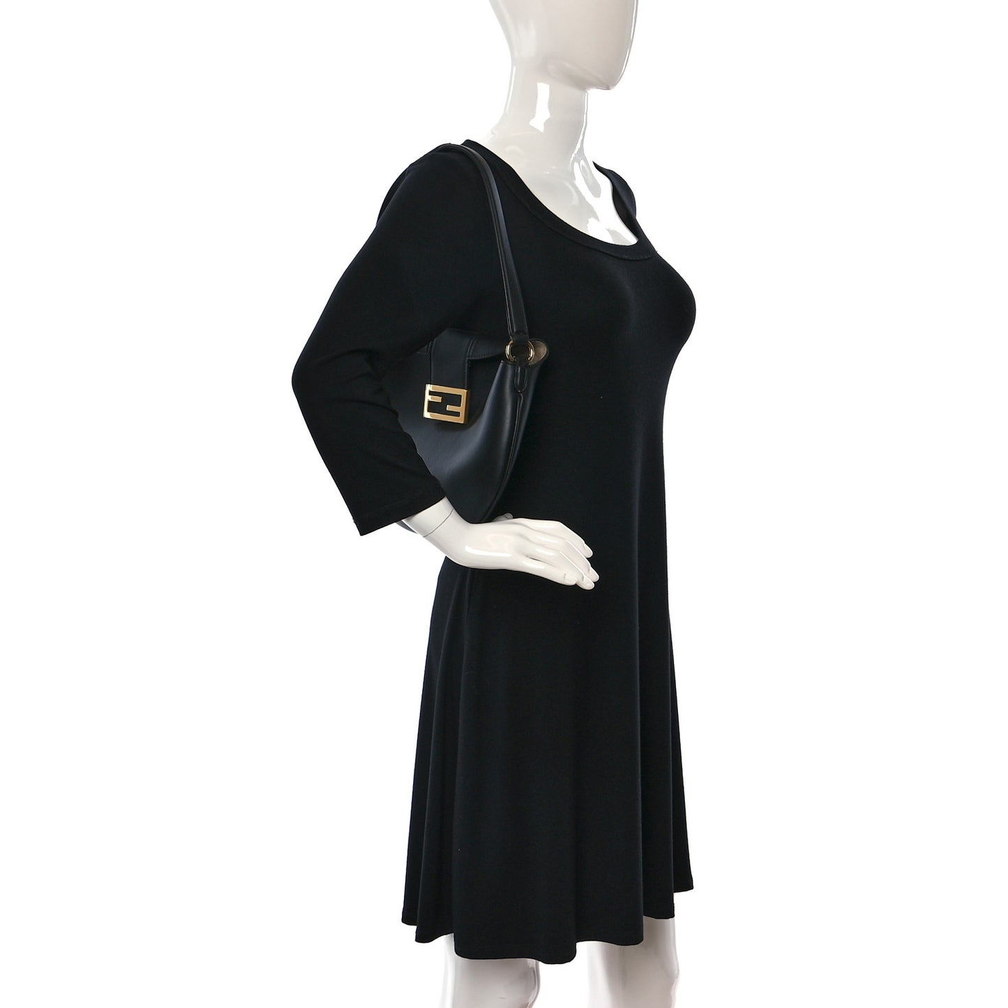 Vitello Grace Suede Small Croissant Hobo Black