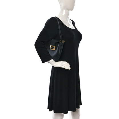 Fendi Vitello Grace Suede Small Croissant Hobo Black 2 of 8