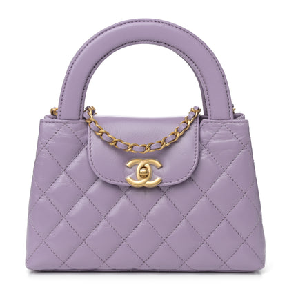 Chanel Shiny Aged Calfskin Quilted Nano Kelly Shopper Lilac 1 of 11