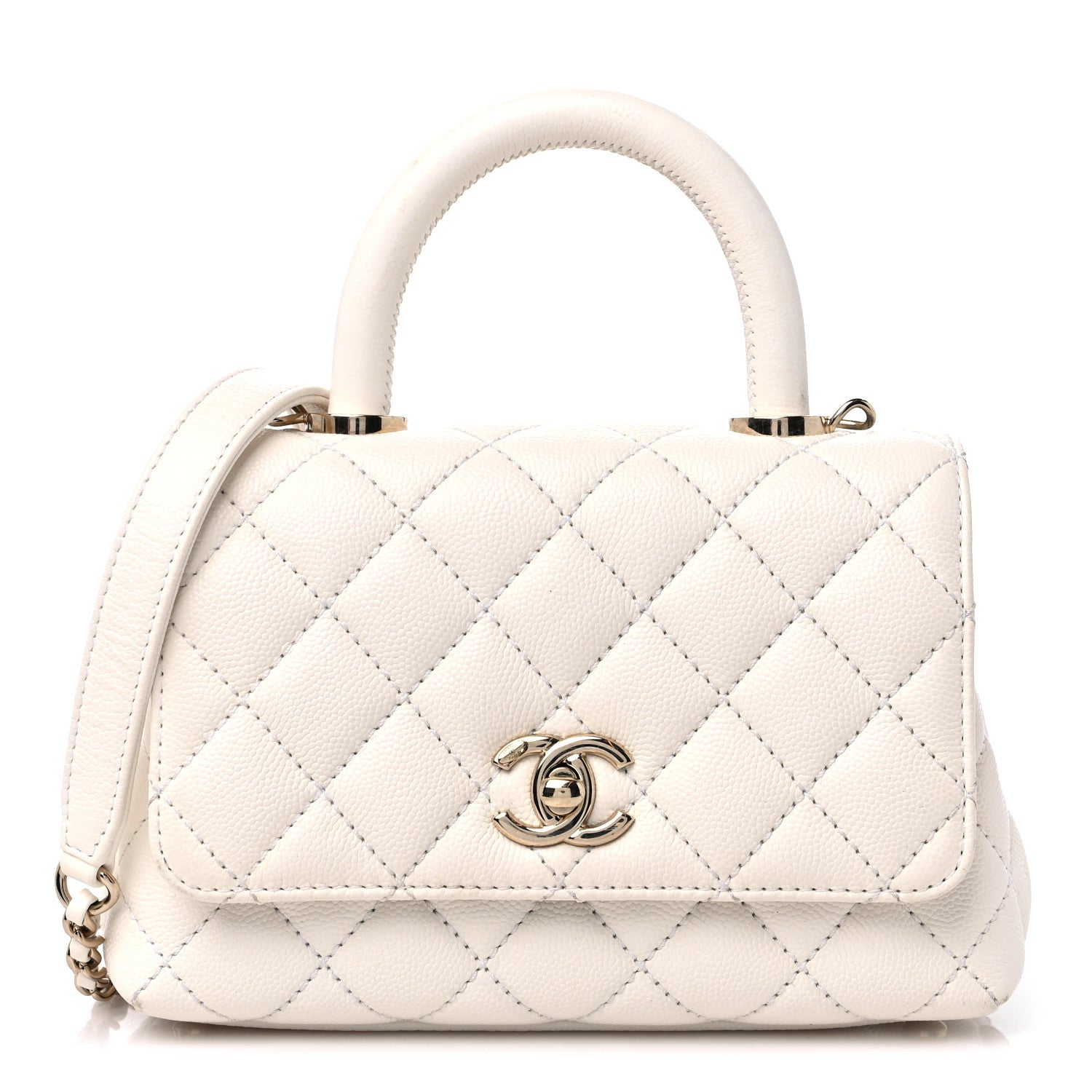 Chanel Caviar Quilted Extra Mini Coco Handle Flap White 1 of 12