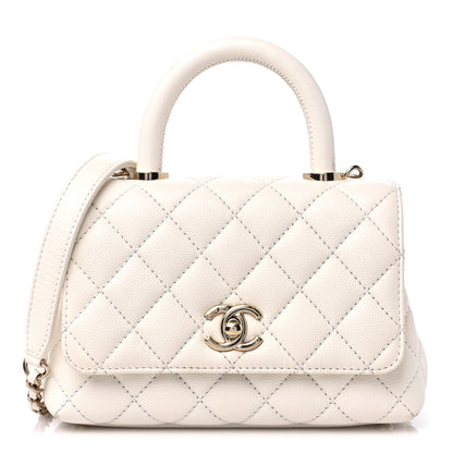 Chanel Caviar Quilted Extra Mini Coco Handle Flap White 1 of 12