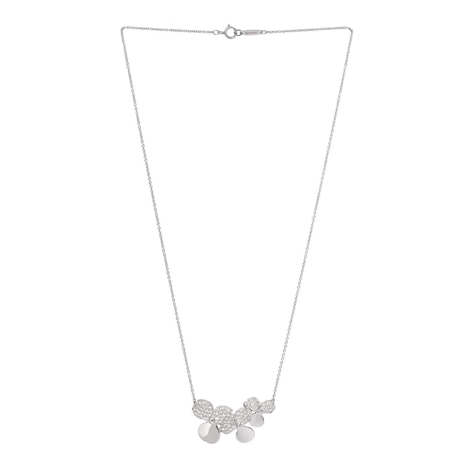 Tiffany Platinum Diamond Mini Paper Flowers Cluster Pendant Necklace 3 of 6