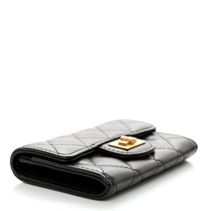 Chanel Metallic Calfskin Quilted Reissue Card Holder Wallet Charcoal 4 of 9