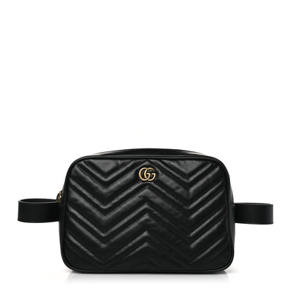 Gucci Calfskin Matelasse Mens GG Marmont Belt Bag 80 32 Black 1 of 10