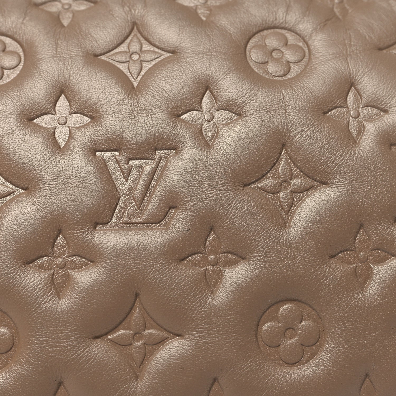 Louis Vuitton Lambskin Embossed Monogram Coussin PM Taupe 9 of 11