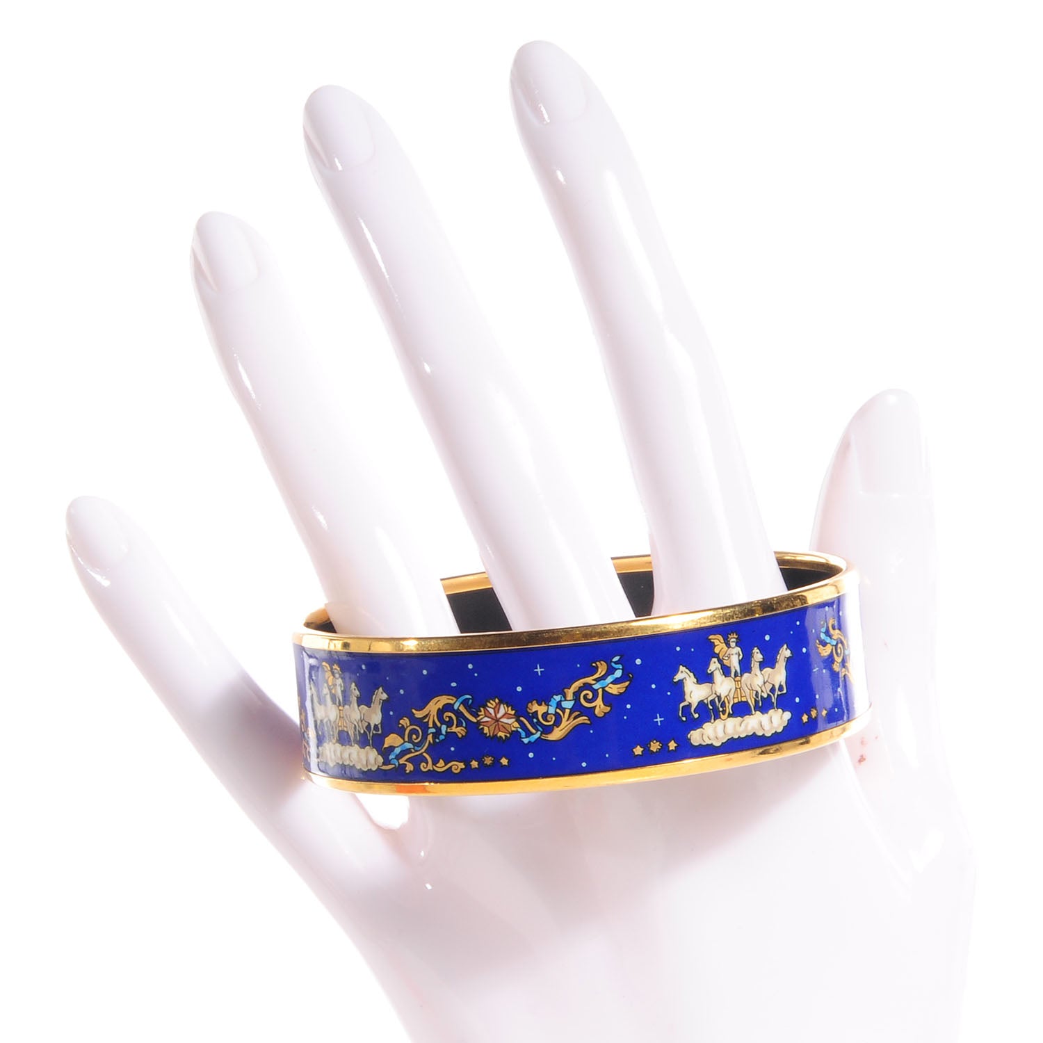 Hermes Enamel Printed Celestial Mythology Wide Bracelet 70 Bleu 2 of 6