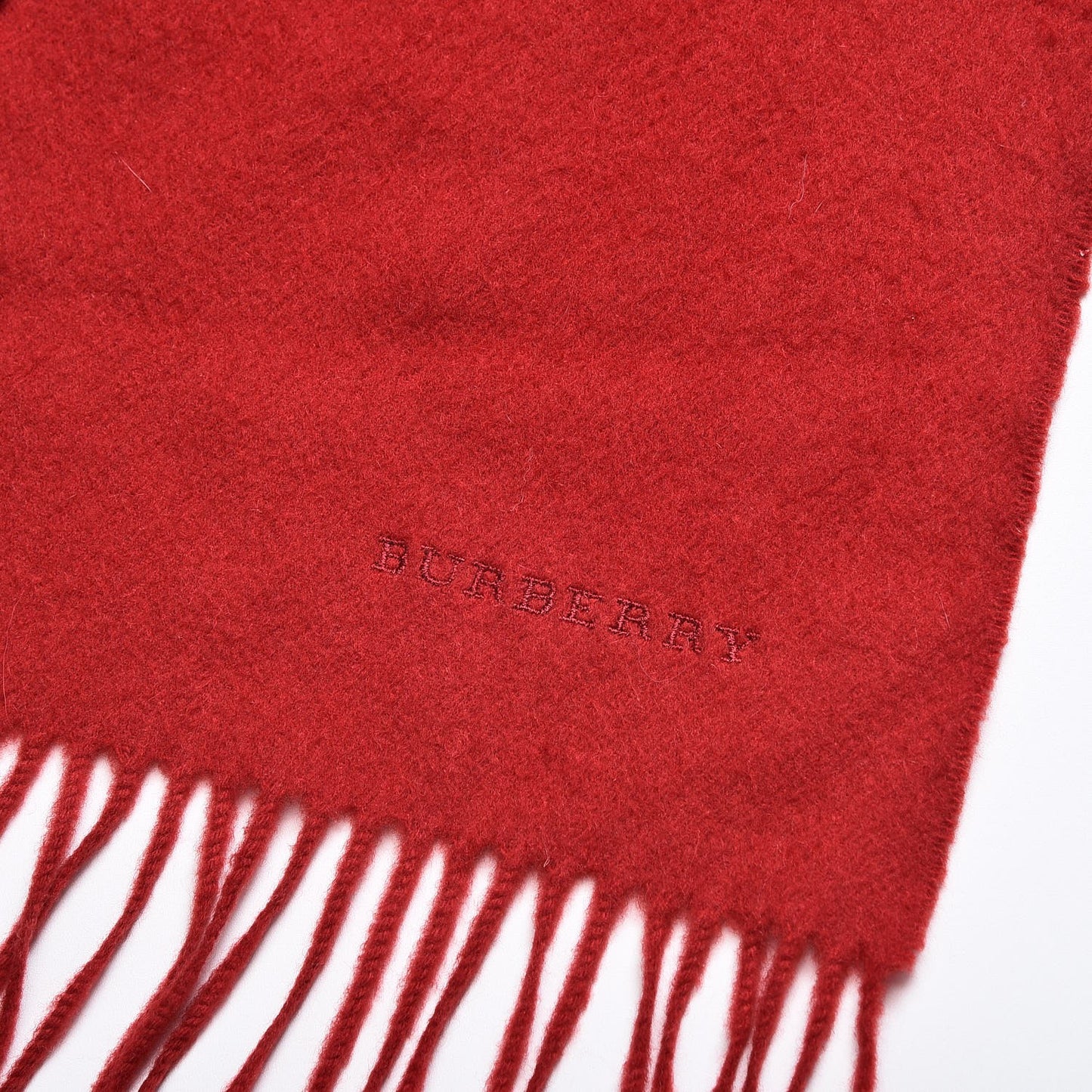 Cashmere Embroidered Fringe Scarf Red