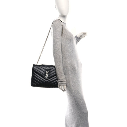 Saint Laurent Calfskin Y Quilted Monogram Medium Loulou Chain Satchel Black 2 of 10