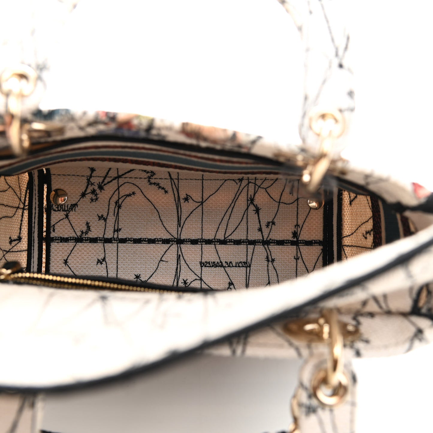 Canvas Constellation Embroidered Medium Lady D-Lite Latte Multicolor