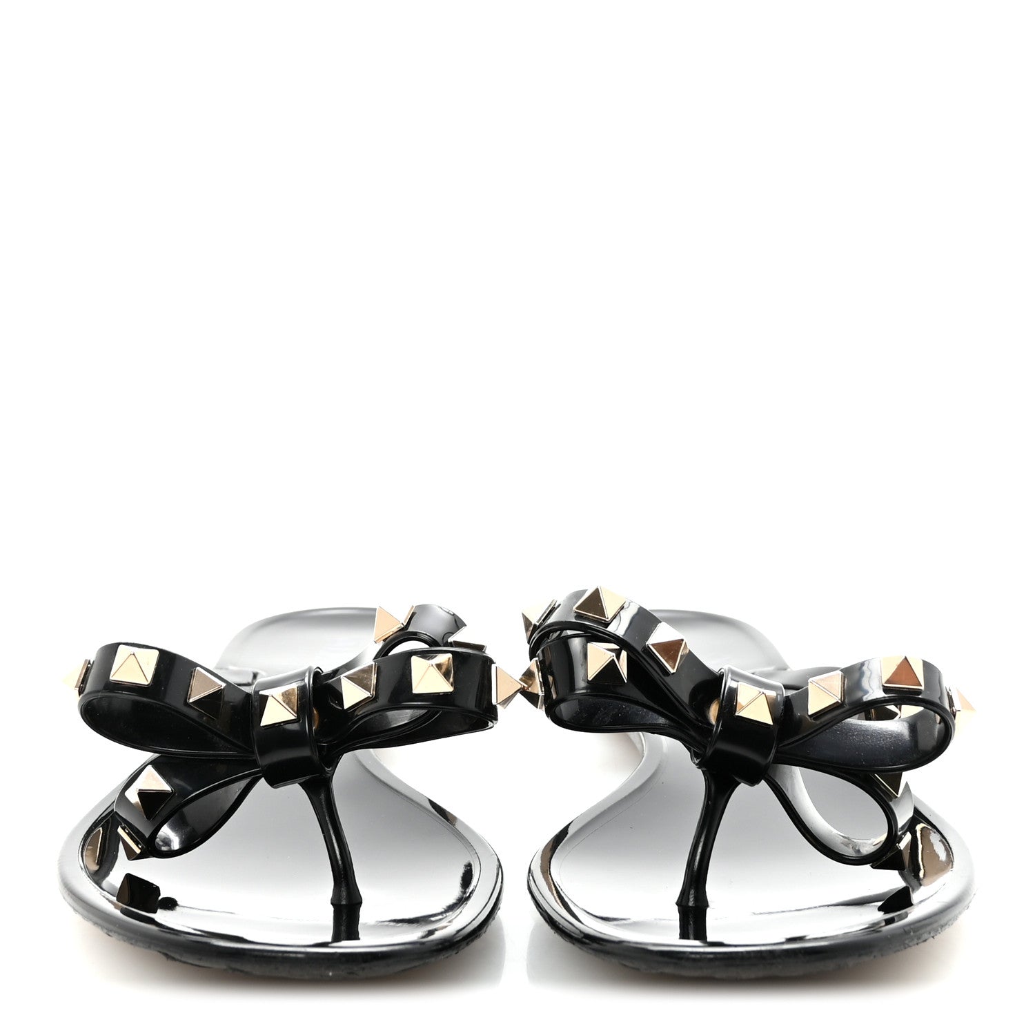 Valentino Garavani PVC Jelly Rockstud Bow Thong Sandals 37 Black 3 of 8