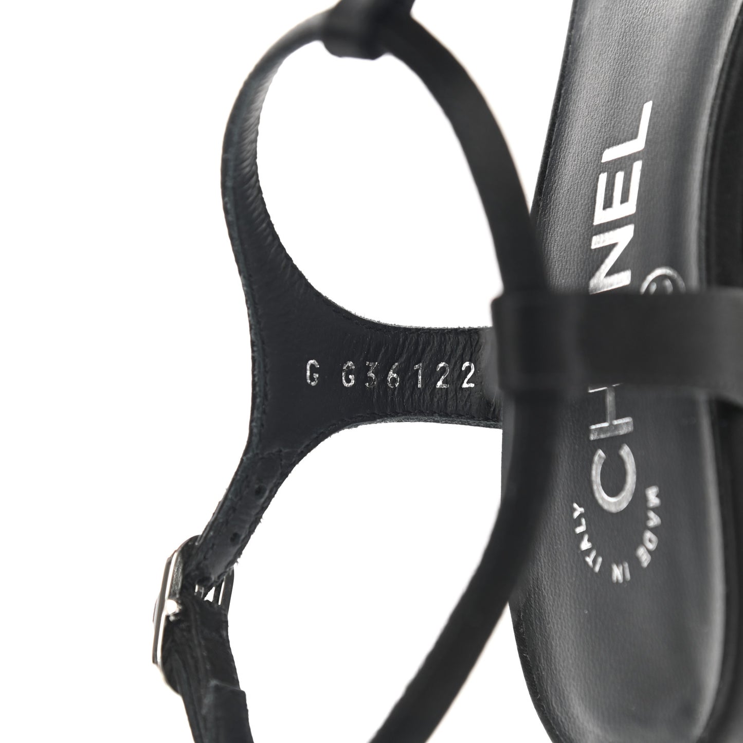 Satin Crystal CC Star Sandals 36 Black