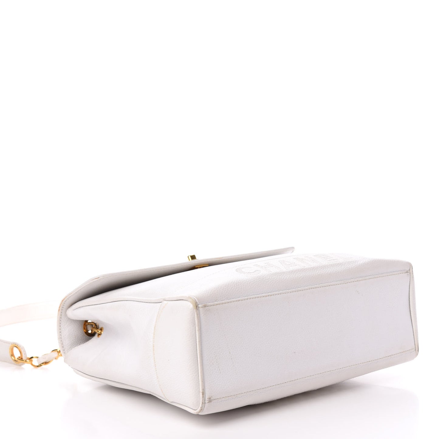 Caviar Flap Shoulder Bag White