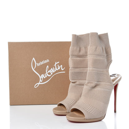 Christian Louboutin Maille Tricot Nappa Cheminene 120 Sock Ankle Boots 40 Beige 8 of 8