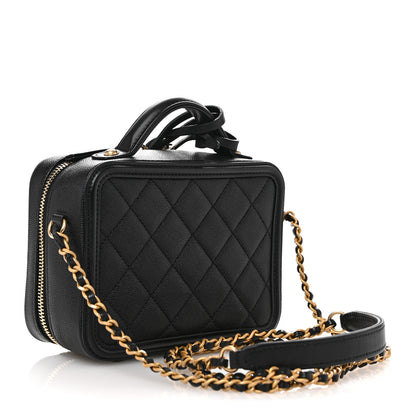 Chanel Caviar Quilted Small CC Filigree Vanity Case Black 3 of 10