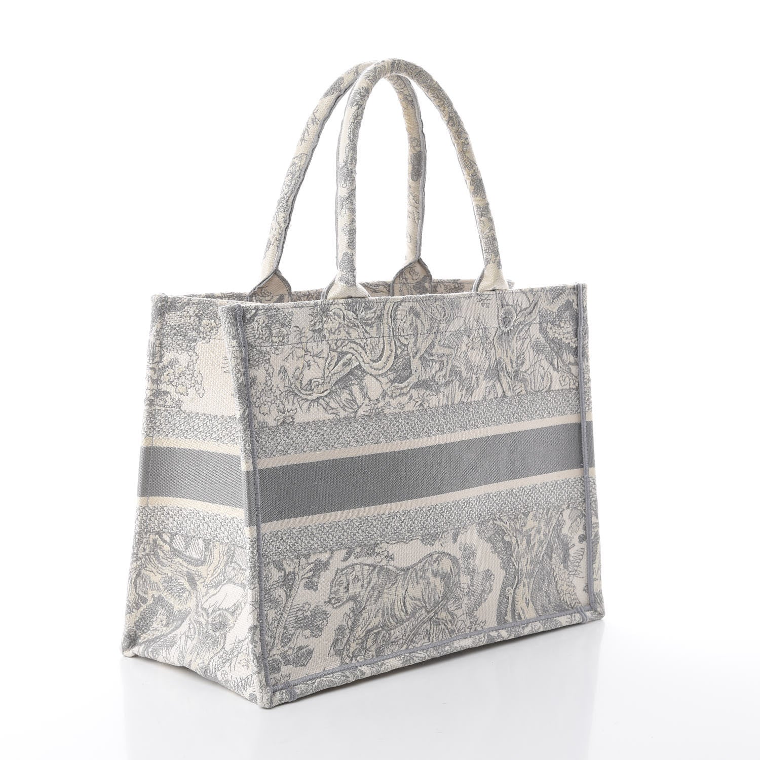 Christian Dior Canvas Embroidered Medium Dioriviera Toile De Jouy Book Tote Gray 2 of 8