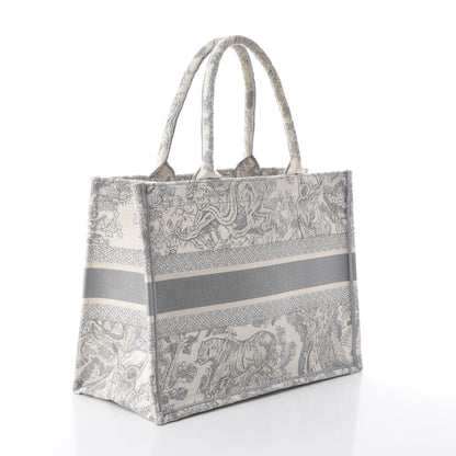 Christian Dior Canvas Embroidered Medium Dioriviera Toile De Jouy Book Tote Gray 2 of 8