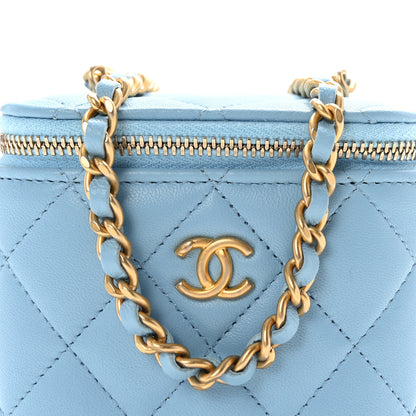 Chanel Lambskin Quilted Pearl Crush Mini Vanity Case With Chain Light Blue 8 of 11