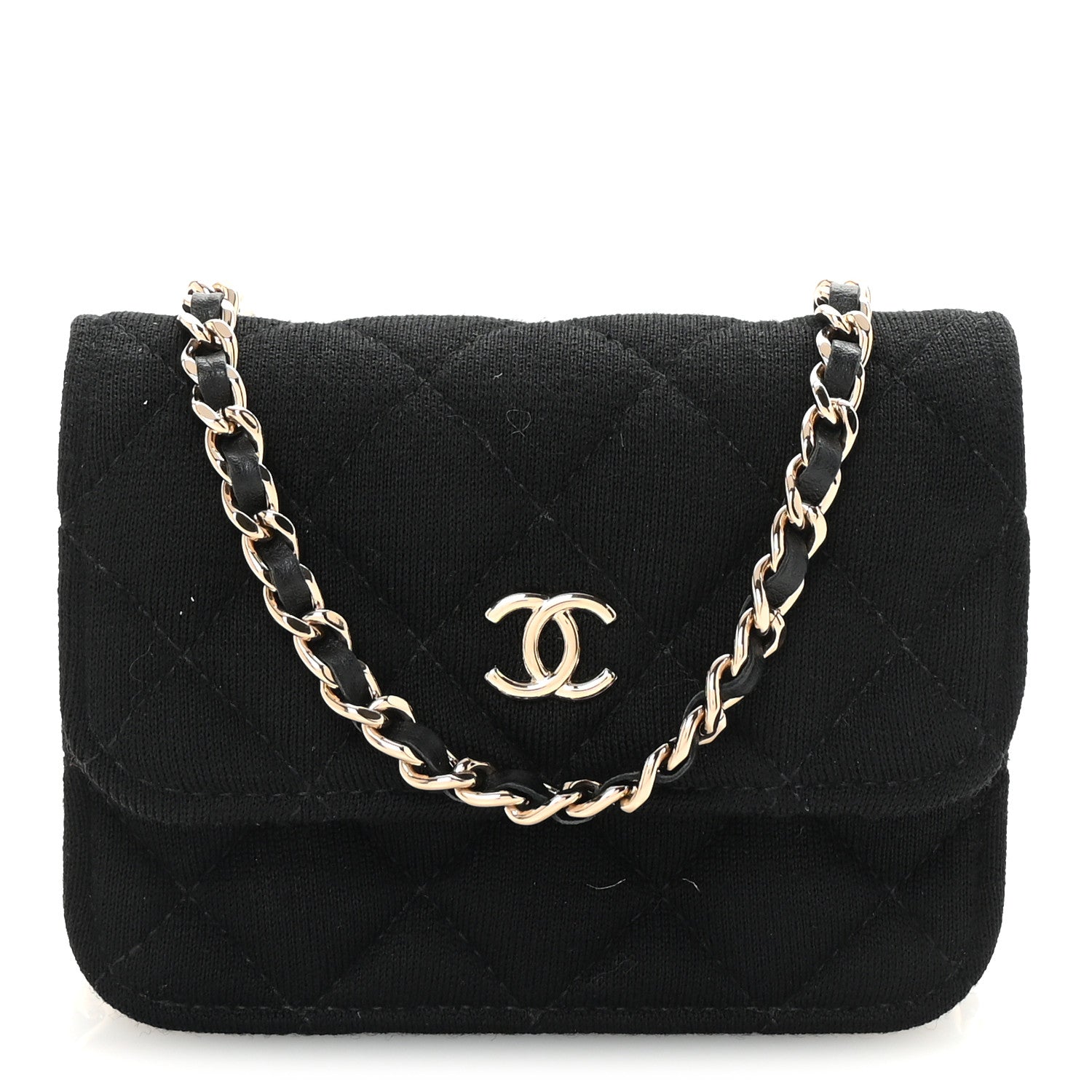 Chanel Jersey Quilted Micro Mini Flap Black 1 of 10