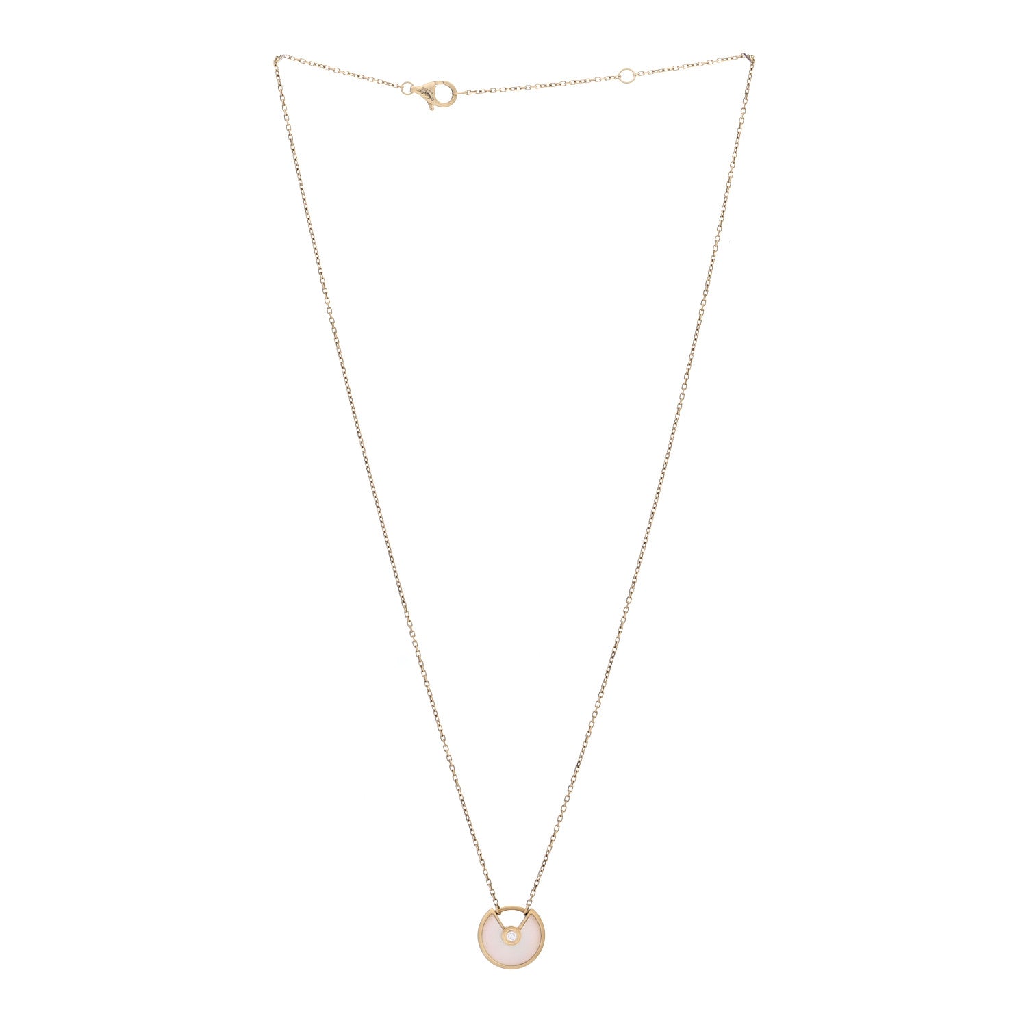 Cartier 18K Yellow Gold Diamond Mother of Pearl XS Amulette de Cartier Pendant Necklace 3 of 5