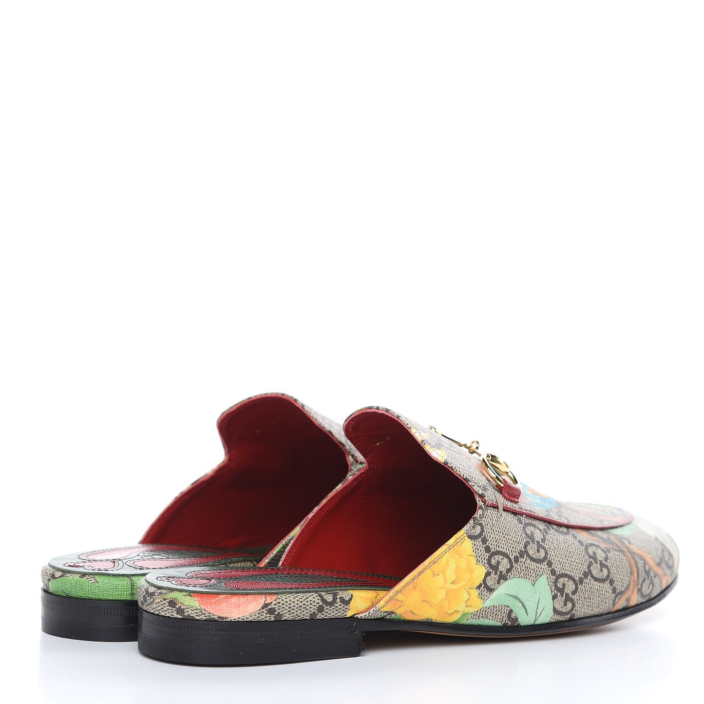 GG Supreme Monogram Tian Womens Princetown Slippers 35.5 Beige Ebony Multicolor