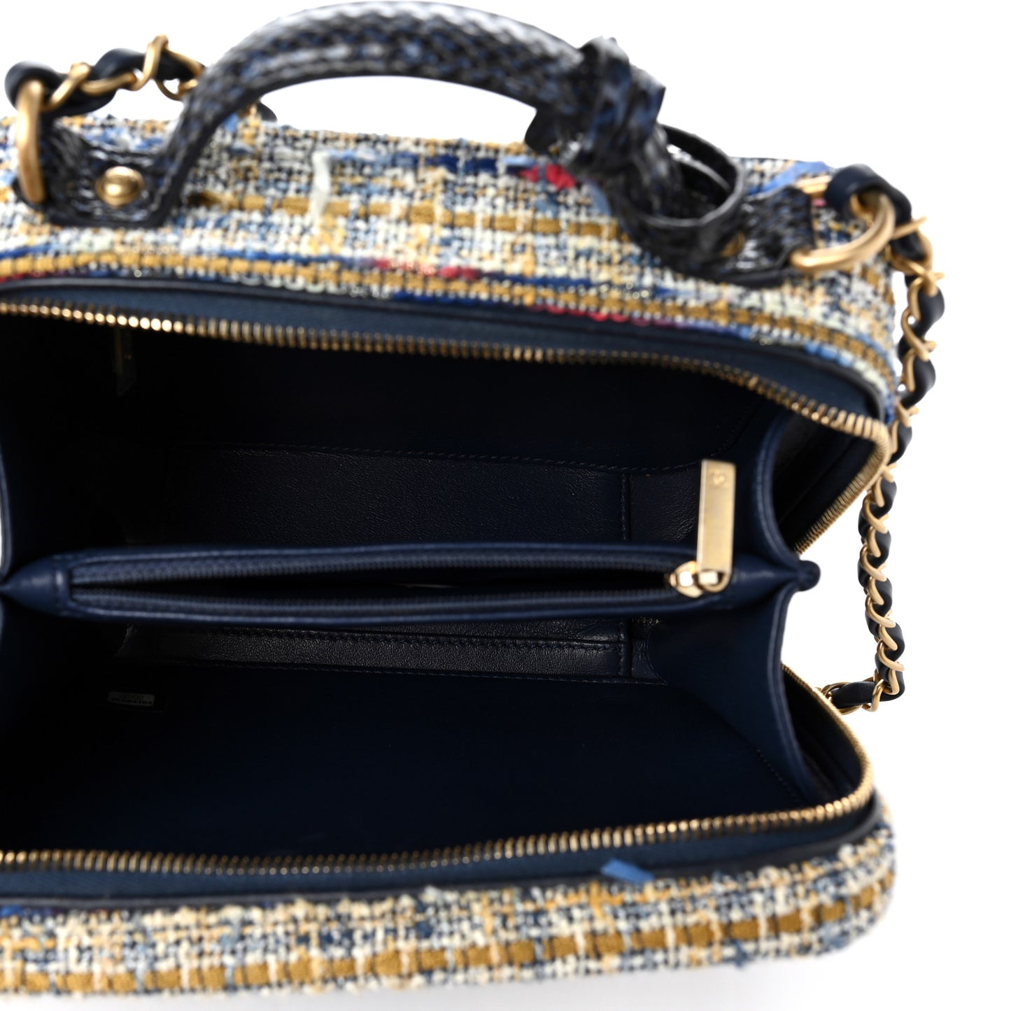 Tweed Snakeskin Quilted Medium CC Filigree Vanity Case Multicolor
