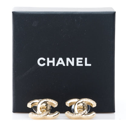 Chanel Metal Logo CC Turnlock Earrings Gold 5 of 5