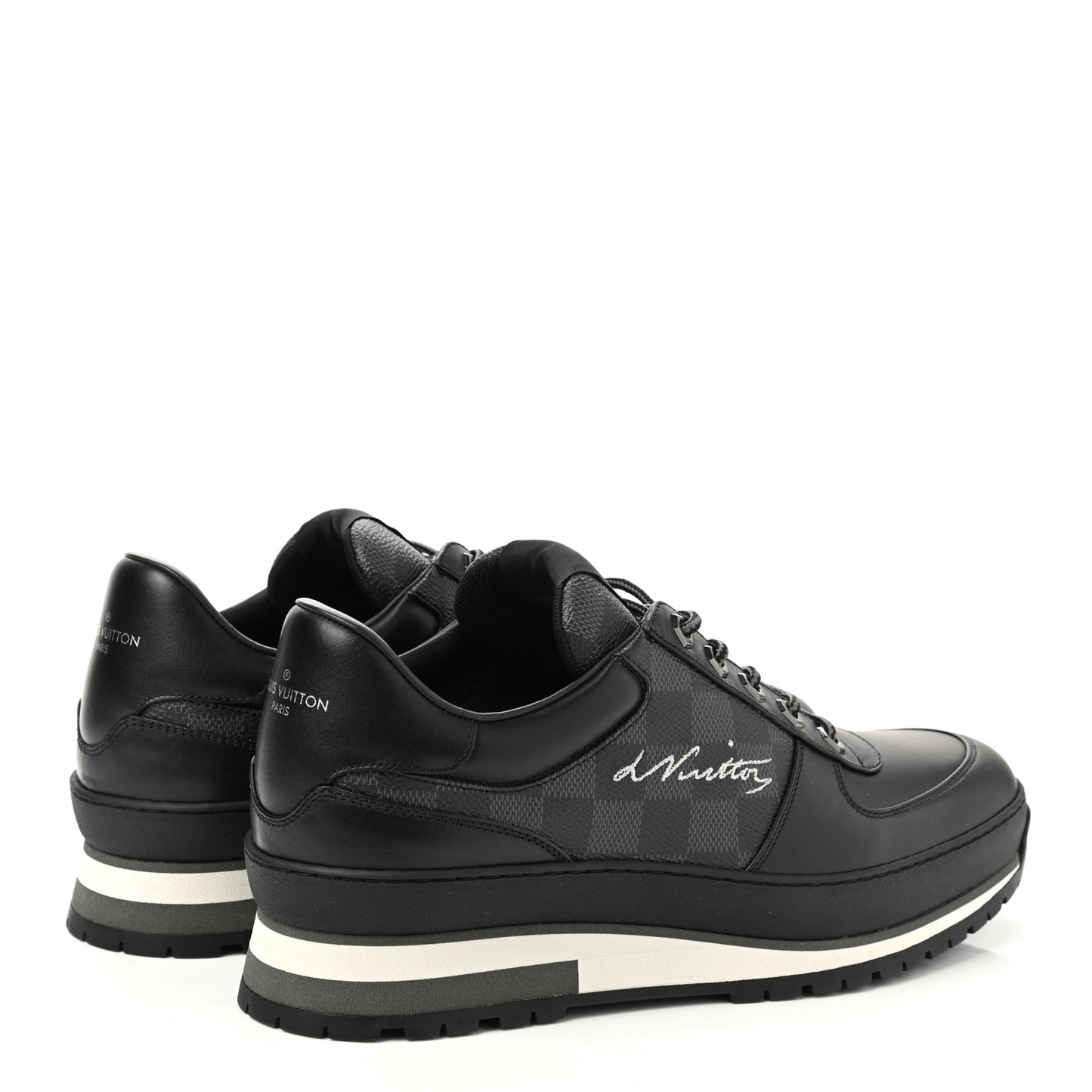 Calfskin Damier Graphite Harlem Sneakers 8 Black