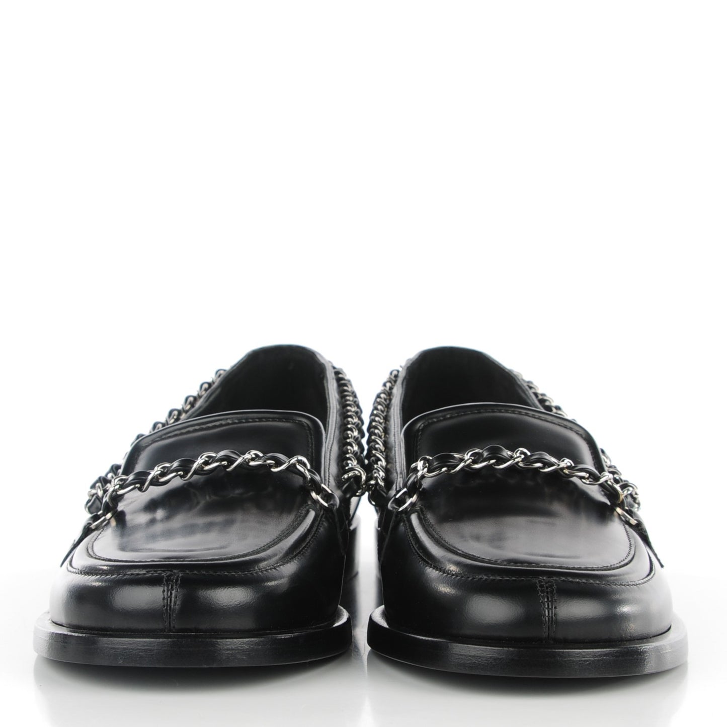 Calfskin Chain Loafers 35 Black