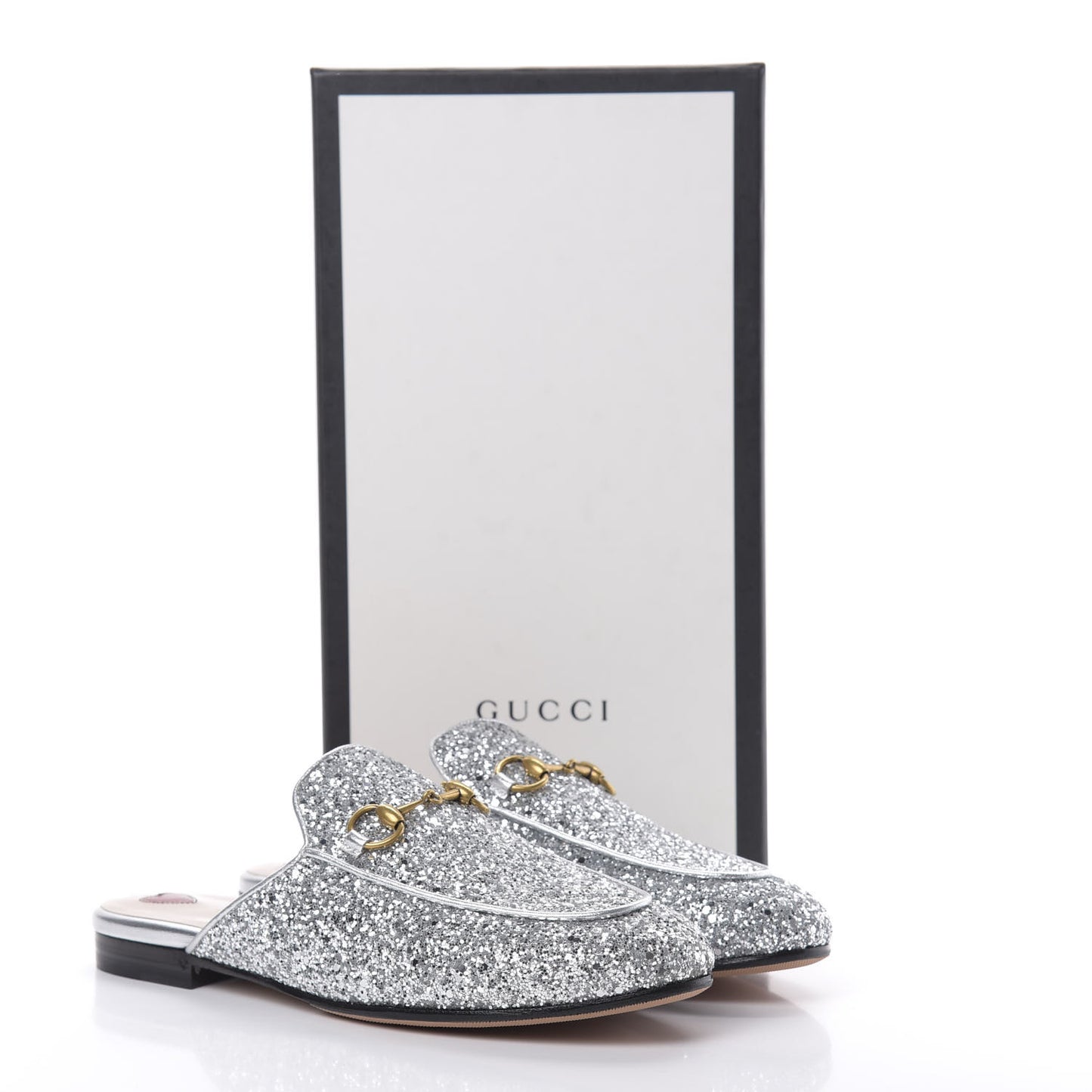 Glitter Womens Princetown Slippers 37.5 Silver