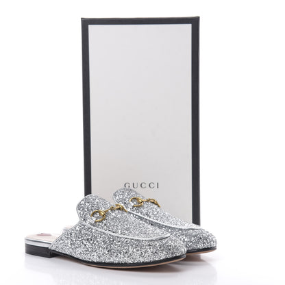 Gucci Glitter Womens Princetown Slippers 37.5 Silver 10 of 10