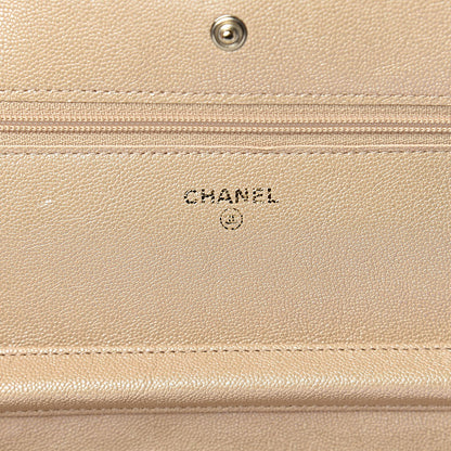 Chanel Iridescent Caviar Quilted Wallet On Chain WOC Beige 6 of 12