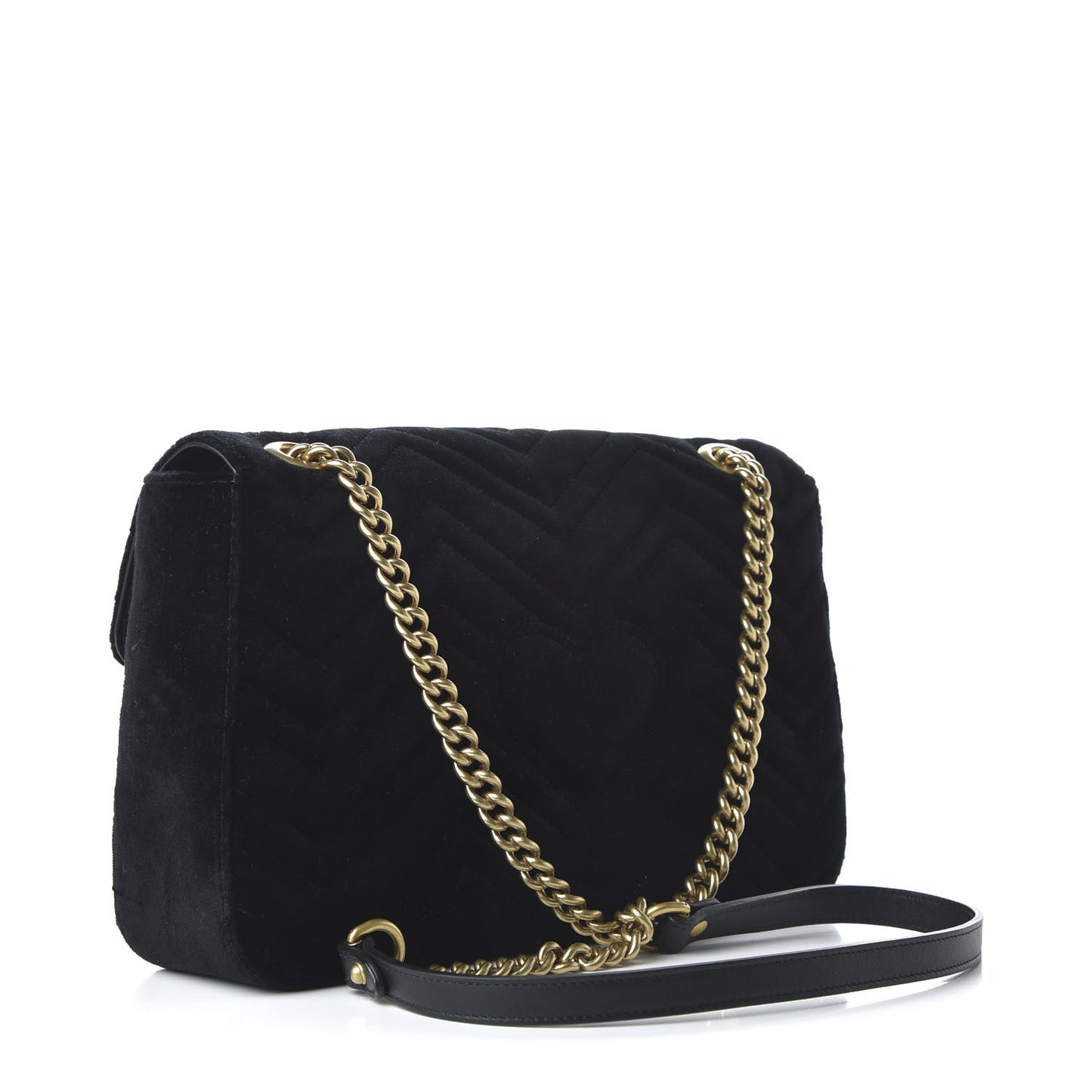 Velvet Matelasse Loved Embroidered Medium GG Marmont Shoulder Bag Black